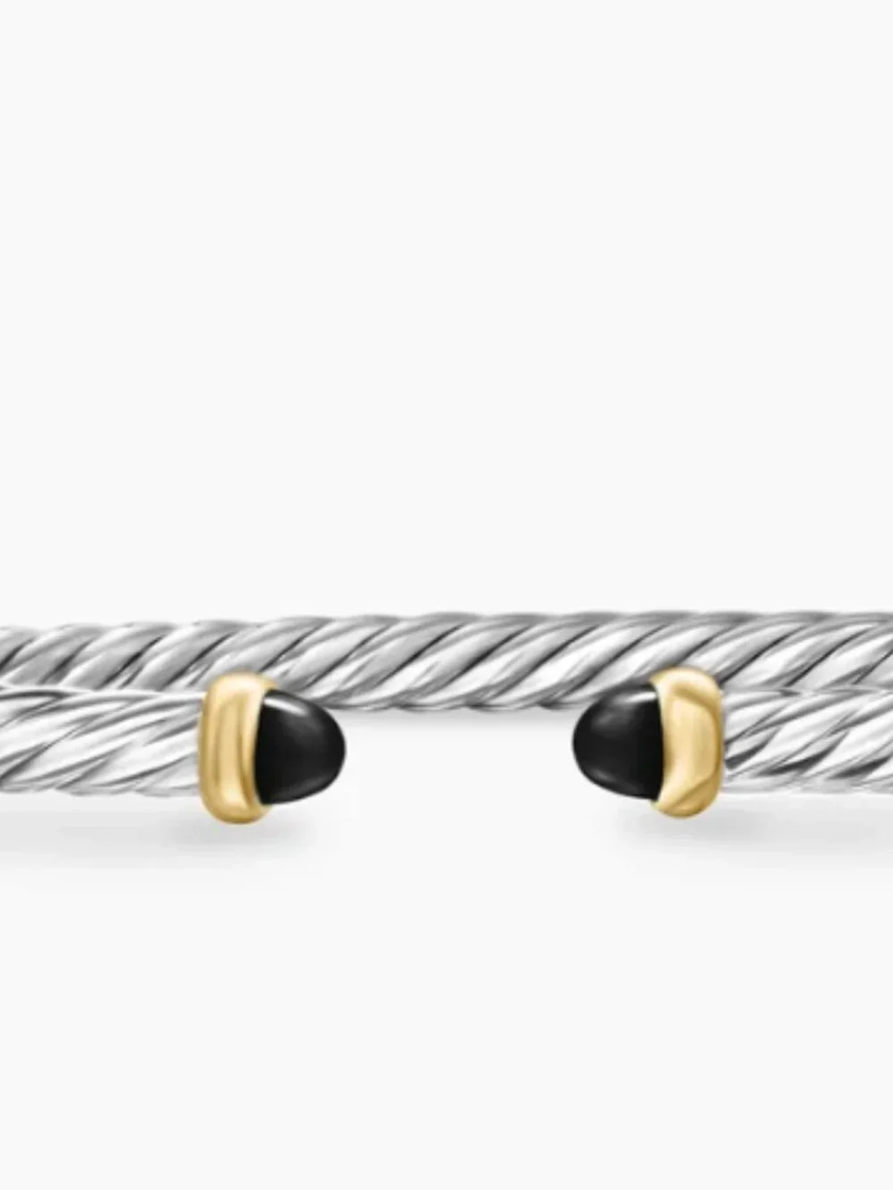 Cable Flex® Bracelet Sterling Silver with 14K Yellow Gold and Black Onyx, 4mm
